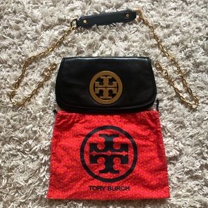 Tory Burch Logo Clutch with gold chain